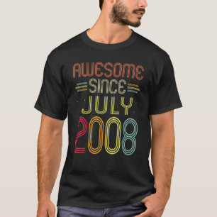 Camiseta 14 Birthday Incrível Desde Julho De 2008 14 Anos O