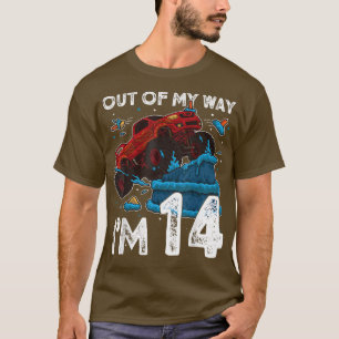 Camiseta 14 Birthday Rapaz Monster Caminhão fora do meu cam