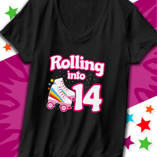 Camiseta 14 Birthday Roller Skating 14 Anos Antiga Skate