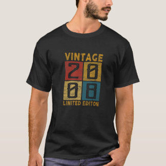 Camiseta 14 Birthday Vintage 2008 Nascer Em 2008 14 Anos