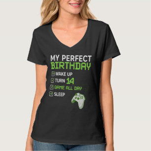 Camiseta 14 Perfeito Aniversário Gaming De 14 Anos