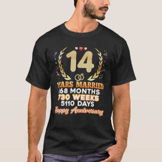 Camiseta 14 Years Married Happy 14Th Wedding Anniversary Co