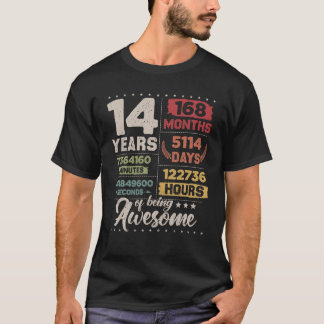 Camiseta 14 Years Of Being Awesome Retro Countdown 14Th Bir