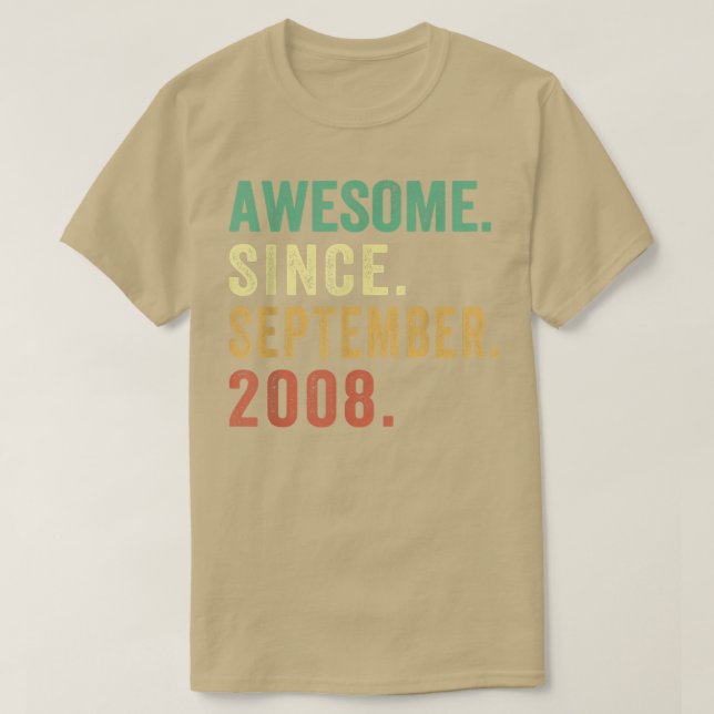Camiseta 14 Years Old Gift Awesome Since September 2008 14t (Frente do Design)