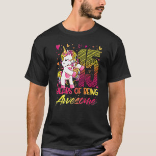 Camiseta 15 Aniversário de 15 Anos Menina Flageando Unicórn