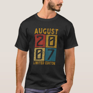 Camiseta 15 Aniversário De Agosto De 2007 Nascer Em 2007, 1