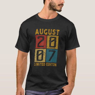 Camiseta 15 Aniversário De Agosto De 2007 Nascer Em 2007, 1