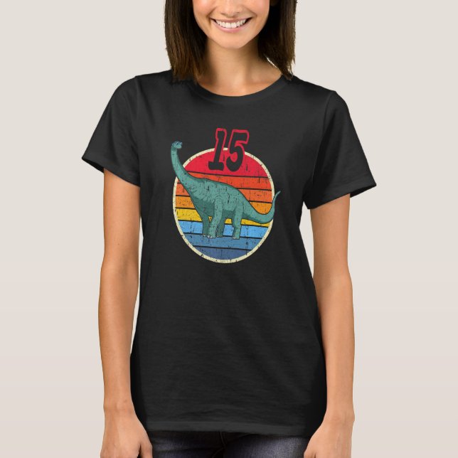 Camiseta 15 Aniversário I Brachiosaurus Diplodocuments I Fa (Frente)