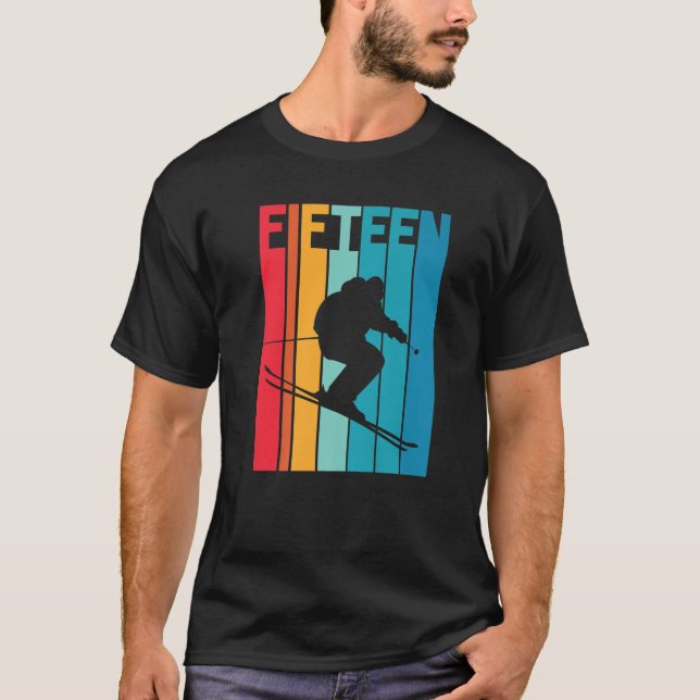 Camiseta 15 Birthday Boy Retro Ski Lover Skier 15 Anos O (Frente)