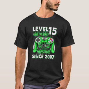 Camiseta 15 Birthday Boys 15 Anos de Idade Nível 15 Desbloq