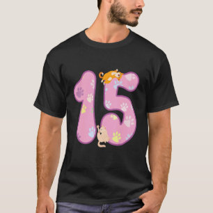 Camiseta 15 Birthday Cat Cat Festa de aniversário Paws Birt
