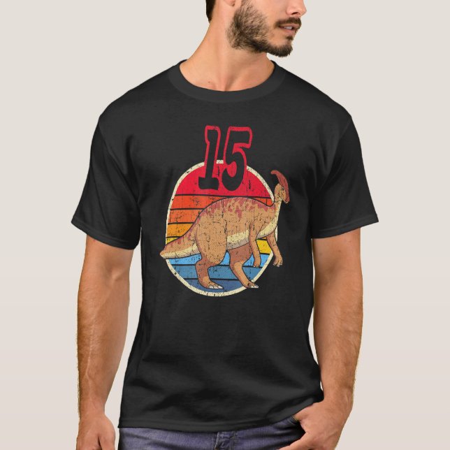 Camiseta 15 Birthday I Parasaurolophus I Family Matching (Frente)