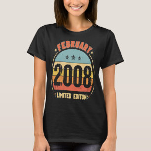 Camiseta 15 Birthday Incrível Desde Fevereiro De 2008 Retro