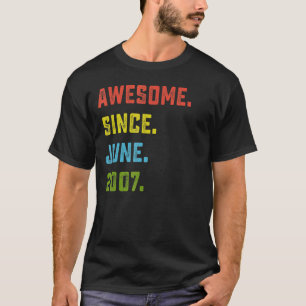 Camiseta 15 Birthday Incrível Desde Junho De 2007 15 Anos O