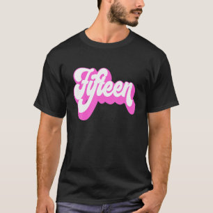 Camiseta 15 Birthday Retro Vintage Hot Pink Girl Quince F