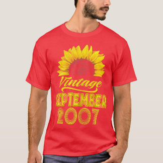 Camiseta 15 Birthday Roupa Sunflower Vintage setembro