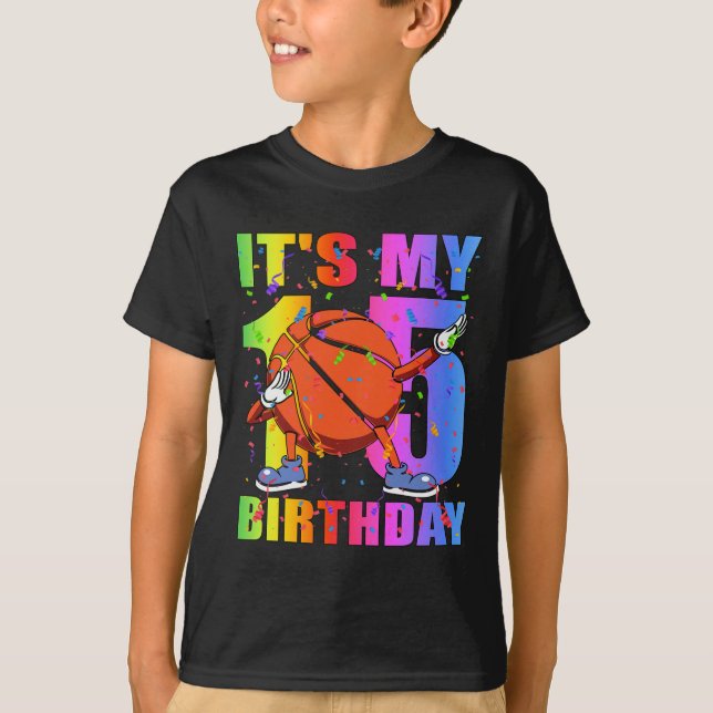Camiseta 15 de basquete de 15 anos Tema B (Frente)