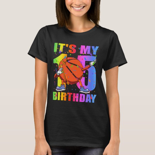 Camiseta 15 de basquete de 15 anos Tema B (Frente)
