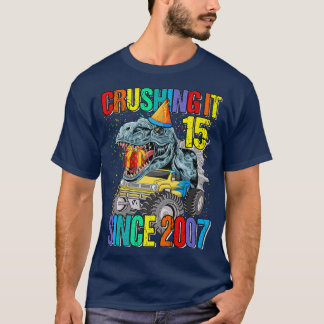Camiseta 15 Esmagamento Desde 2007 Monster Truck Dinossaur