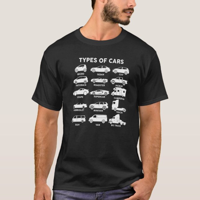 Camiseta 15 Tipos De Carros De Carro (Frente)