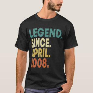 Camiseta 15 Years Old Legend Since April 2008 15th Birthday