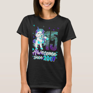 Camiseta 15 Years Old  Unicorn Flossing 15th Birthday Unico