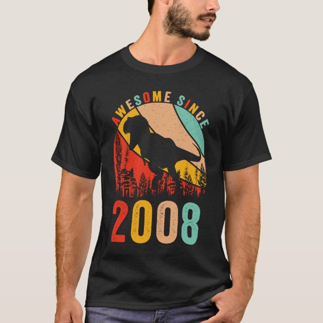 Camiseta 15th Bday Dinosaur T Rex Boys Retro Awesome Since  (Frente)