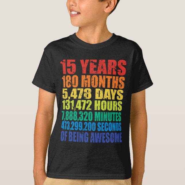 Camiseta 15th Birthday, Boys &amp; Girls, Cool 15 Years Of  (Frente)