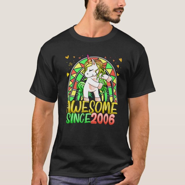 Camiseta 16º Aniversário Arco-Íris De 16 Anos (Frente)