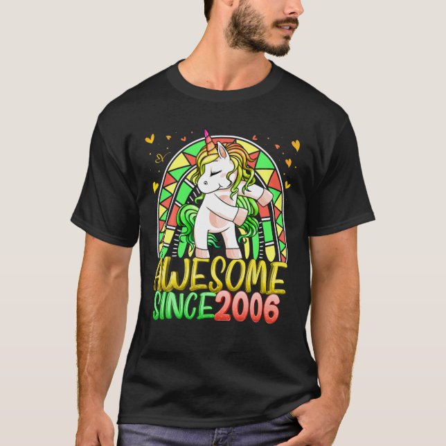 Camiseta 16º Aniversário Arco-Íris De 16 Anos (Frente)