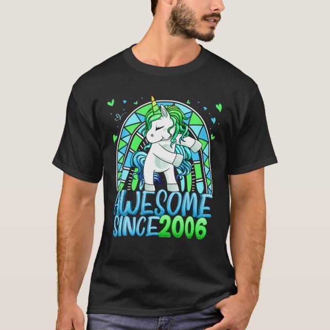Camiseta 16º Aniversário Arco-Íris De 16 Anos (Frente)