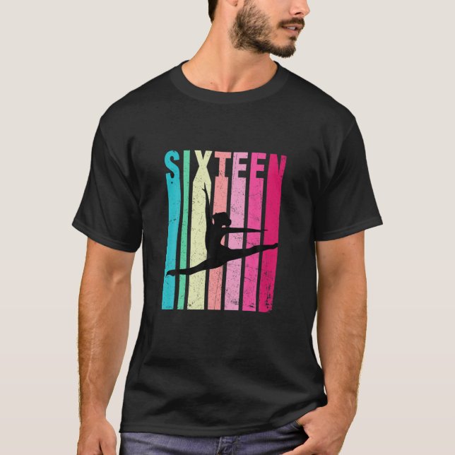 Camiseta 16º Aniversário Da Ginástica Retro Raparigas Com 1 (Frente)