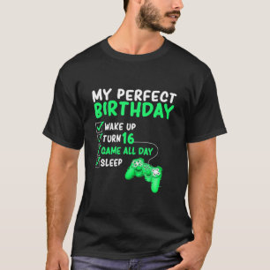 Camiseta 16º aniversário perfeito para jogos de 16 anos