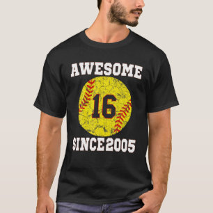 Camiseta 16º Birthday Softball Com Mais De 16 Anos