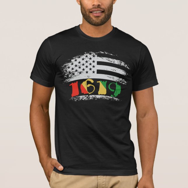 Camiseta 1619 História Nossos Ancestrais do Orgulho African (Frente)