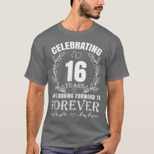 Camiseta 16.º aniversário de casamento bonito para Casais c