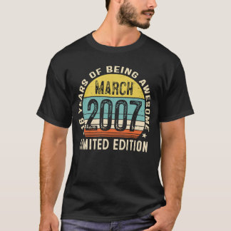 Camiseta 16.º Aniversário, Garoto Vintage, março de 2007, 1