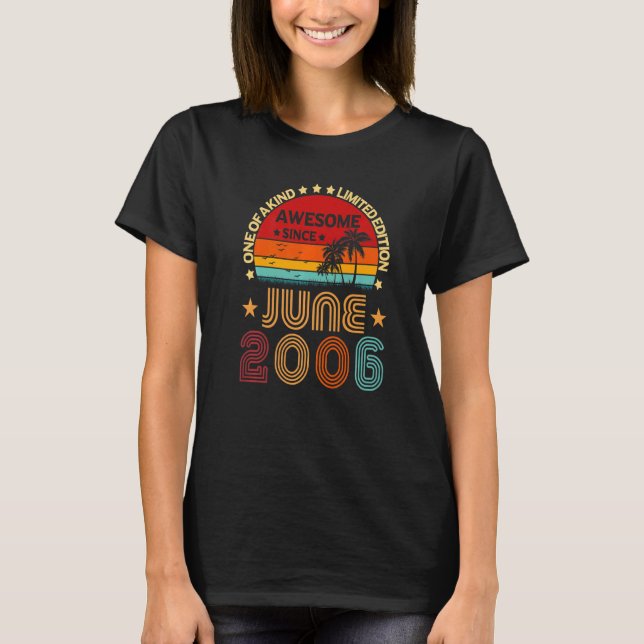 Camiseta 16.º Aniversário Impressionante Desde junho de 200 (Frente)