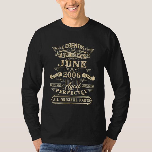 Camiseta 16.º Aniversário Para Nasceres De Legendas Junho D (Frente)