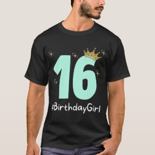 Camiseta 16 AniversárioGarota Doce 16.ª Coroa 16 para Menin