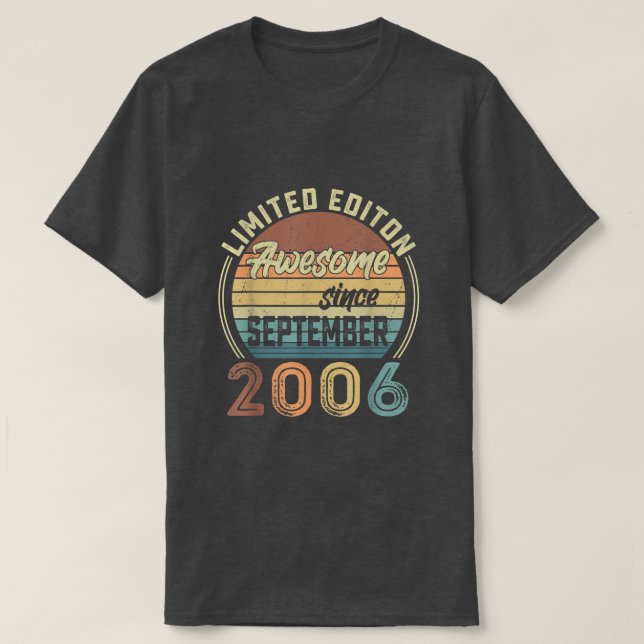 Camiseta 16 anos Presente Incrível Desde Setembro 2006 16a (Frente do Design)