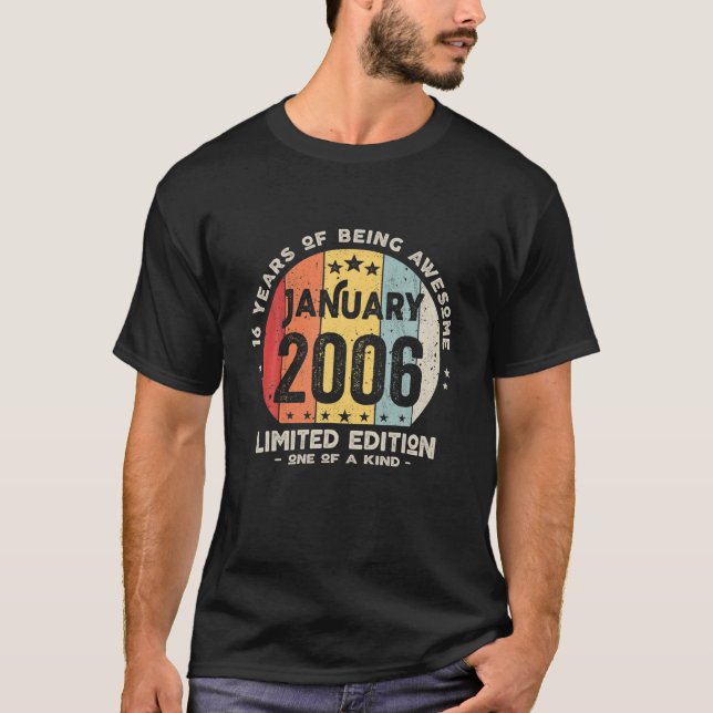 Camiseta 16 Years Old January 2006 Limited Edition 16Th Bir (Frente)