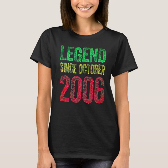 Camiseta 16th Birthday October Born 16 Years Legend Since 2 (Frente)