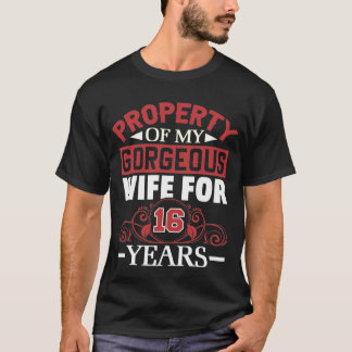 Camiseta 16th Wedding Anniversary Gift for Husband 16 Years