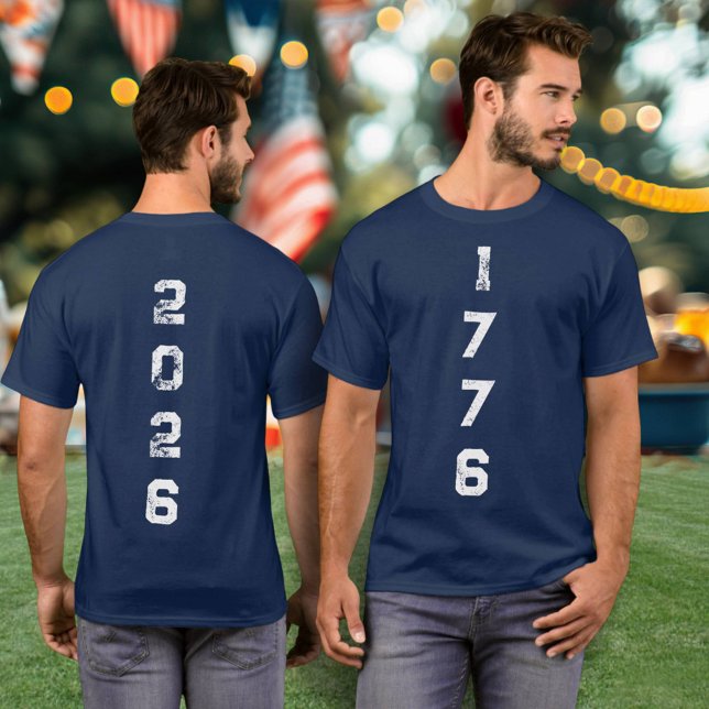 Camiseta 1776 2026 Semiquincentenário Numérico Vertical (Criador carregado)