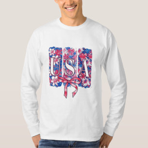 Camiseta 1776 América 4 de julho Flores EUA