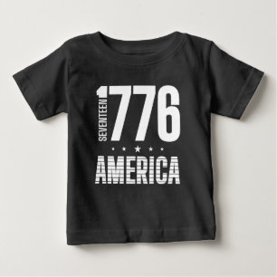 Camiseta 1776 América tipografia histórica liberdade branca