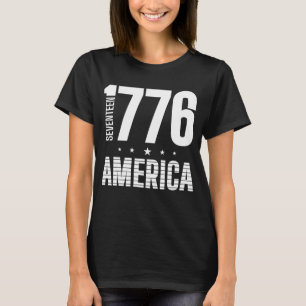 Camiseta 1776 América tipografia histórica liberdade branca