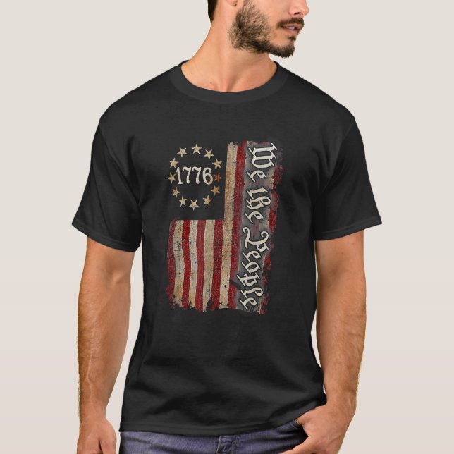 Camiseta 1776 American Flag We The Pessoas Usa 4 De Julho V (Frente)