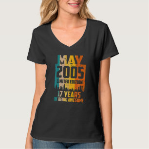 Camiseta 17.º aniversário 17 anos incrível desde maio de 20